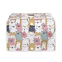 Cartoon Cat Print Bread Maker Cover 4 Slice Anti Fingerprint Toaster Oven Dust Cover for Kitchen Counter Anti Fingerprint Small Kitchen Appliance Covers