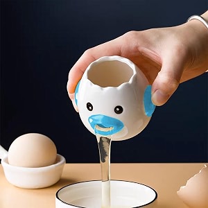 cartoon egg separator mini egg white and yolk separator practical and simple ceramic egg separator suitable for kitchen baking small tools pink