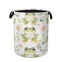 Cartoon Frog Flowers Laundry Hamper Collapsible Laundry Basket Portable Clothes Storage Bin for Bathroom Bedroom Room Decor 16 X 20.8 Inch