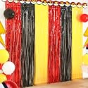 Cartoon Monster Birthday Party Decoration, 2 Pack Animation Themed Photo Booth Prop, Red Black Yellow Foil Fringe Curtains Tinsel Photo Streamers Backdrop for Cartoon Birthday Party Supplies