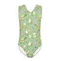 Cartoon Pattern Kids Girls Bathing Suits One Piece Swimsuit Soft &amp; Quick Dry, 5-14Years