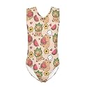 Cartoon Pattern Kids Girls Bathing Suits One Piece Swimsuit Soft &amp; Quick Dry, 5-14Years
