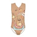 Cartoon Pattern Kids Girls Bathing Suits One Piece Swimsuit Soft & Quick Dry, 5-14Years