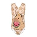 Cartoon Pattern Kids Girls Bathing Suits One Piece Swimsuit Soft &amp; Quick Dry, 5-14Years