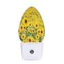 Sunflowers Night Light Golden Yellow Flowers Spring Summer Floral Garden Plug-in Nightlight Energy Saving 0.5W LED Lighting for Boys Girls Men Women