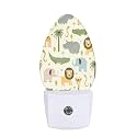 Cartoon Safari Animals Night Light Cute Hippo Crocodile Lion Elephant and Giraffe LED Dusk to Dawn Plug-in Nightlight Auto Sensor for Bedroom Bathroom Hallway Living Room