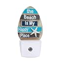 Starfish Night Light The Beach is My Happy Place Nautical Coastal Plug-in Nightlight Energy Saving 0.5W LED Lighting for Boys Girls Men Women