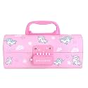 3D Cartoon Theme Pencil Case, Multipurpose Zipper Pencil Case for Kids, Pen and Pencil Bag for School Kids, Girls, Stationery Storage Box (Unicorn Pink Password Pencil Box)