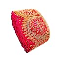Embroidery Heavy Work Trim Lace Border for Saree, Kurti, Dresses, Bandhani, Lehenga, Decorative Ribbon (11 cm Width, 6 Meter, Red)