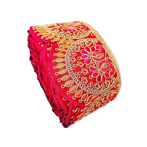 embroidery red pink orange amp golden heavy work trim lace border for saree kurti dresses bandhani lehenga decorative ribbon 11 cm width 3 meter red