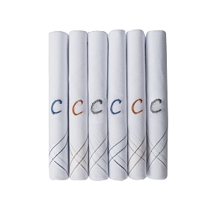 caruso italy men39s initial monogram a-z embroidery 100 pure cotton handkerchief white base with colored border - pack of 6