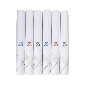 caruso italy men39s initial monogram a-z embroidery 100 pure cotton handkerchief white base with colored border - pack of 6