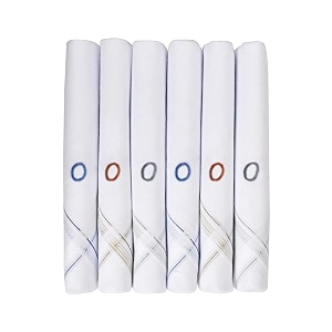 caruso italy men39s initial monogram a-z embroidery 100 pure cotton handkerchief white base with colored border - pack of 6