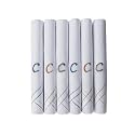 Caruso Italy Men's Initial Monogram (A-Z) Embroidery 100% Pure Cotton Handkerchief White Base With Colored Border - Pack Of 6