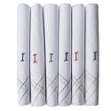 Caruso Italy Men's Initial Monogram (A-Z) Embroidery 100% Pure Cotton Handkerchief White Base With Colored Border - Pack Of 6