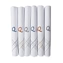Caruso Italy Men's Initial Monogram (A-Z) Embroidery 100% Pure Cotton Handkerchief White Base With Colored Border - Pack Of 6
