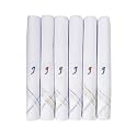 Caruso Italy Men's Initial Monogram (A-Z) Embroidery 100% Pure Cotton Handkerchief White Base With Colored Border - Pack Of 6