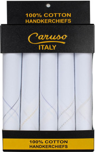 caruso italy men luxury white handkerchief pack of 5