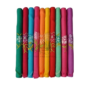 caruso italy women39s embroidered 100 pure cotton handkerchief multicolor  hanky for women  pack of 10