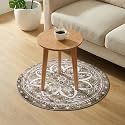 Carvapet 2ft Round Rug Brown Vintage Washable