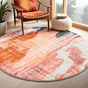 Carvapet 4ft Washable Round Rug Modern Abstract