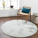 Carvapet 5ft Round Rug Teal Modern Abstract
