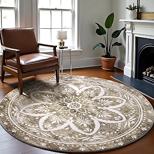 Carvapet Round Rugs Vintage Circle Rug -