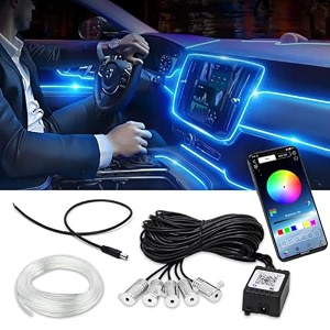 carzex 5 pcs rgb multicolor car interior dashboard  door vibe ambience neon el wire atmosphere lighting kit with musicsound sync and app control features set of 5 pcs ambient light