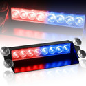 CARZEX 8 Led Flash Car Flashing Warning Emergency Windshield Unit 3 Mode Police Strobe Light Lamp waterproof police and charger(chipku) Car Fancy Lights