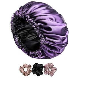 satin bonnet silk hair bonnet for sleeping satin bonnet for hair bonnets for women silk bonnet for natural hair for shower cap purple