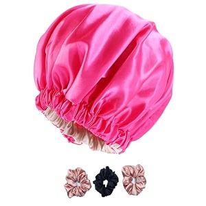 satin bonnet silk hair bonnet for sleeping satin bonnet for hair bonnets for women silk bonnet for natural hair for shower cap pink