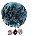Satin Bonnet Silk Hair Bonnet For Sleeping Satin Bonnet For Hair Bonnets For Women Silk Bonnet For Natural Hair For Shower cap (BLUE ZIRCON)