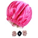 Satin Bonnet Silk Hair Bonnet For Sleeping Satin Bonnet For Hair Bonnets For Women Silk Bonnet For Natural Hair For Shower cap (PINK)