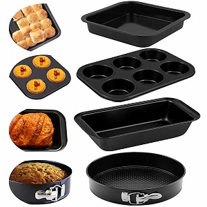 casa azul 4-in-1 non-stick baking set  includes muffin tray square baking tray bread mould round cake mould - bpa free carbon steel bread pan microwave amp otg oven safe cake moulds for baking