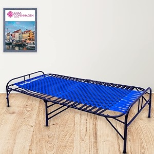 casa copenhagen 35 portable single folding bed heavy duty metal cot khat for sleeping bed space saving design sturdy synthetic niwar feet - aqua blue amp black
