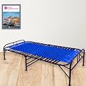 Casa Copenhagen 3.5 Portable Single Folding Bed Heavy Duty Metal Cot Khat for Sleeping Bed Space Saving Design Sturdy Synthetic Niwar feet - Aqua Blue & Black