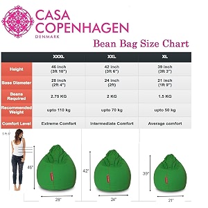 casa copenhagen 3 kg bean bag refillfiller -snow white 3 kg beans - 2100 grams net weight as per indian standards