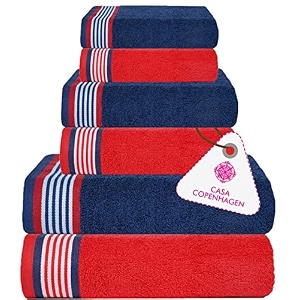 casa copenhagen germany design - white bay super soft collection 100 cotton 6 piece towel set includes 2 bath towels 2 hand towels 2 washcloths - grey amp charcoal