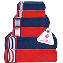 Casa Copenhagen, Germany Design - White Bay Super Soft Collection 100% Cotton 6 Piece Towel Set, Includes 2 Bath Towels 2 Hand Towels 2 Washcloths - Grey &amp; Charcoal