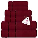 Casa Copenhagen Denmark Design - Eternal Premium 2.12 Collection 100% Cotton 6 Piece Towel Set, Includes 2 Bath Towels 2 Hand Towels 2 Washcloths -Cabernet Red