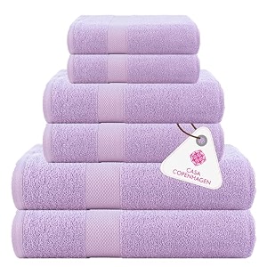 casa copenhagen denmark design -feather lite premium 212 collection 100 cotton 6 piece towel set includes 2 bath towels 2 hand towels 2 washcloths -purple rose