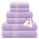 Casa Copenhagen Denmark Design -Feather lite Premium 2.12 Collection 100% Cotton 6 Piece Towel Set, Includes 2 Bath Towels 2 Hand Towels 2 Washcloths -Purple Rose