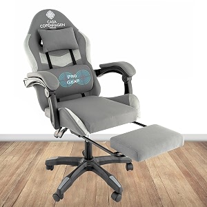 casa copenhagen  designed in denmarkhigh-back italian leather gaming ergonomic chair with footrest luxurious memory foam seating amp multi function arm- black amp white