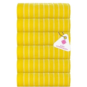 casa copenhagen - egyptian cotton ecstatic 6 pcs face towel 30 x 30 cm colour  butter yellow