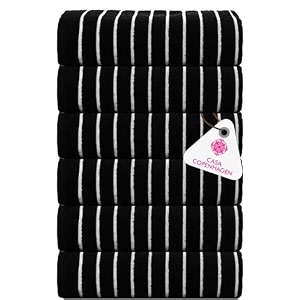 casa copenhagen - egyptian cotton ecstatic 6 pcs face towel 30 x 30 cm colour  black