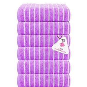 casa copenhagen - egyptian cotton ecstatic 6 pcs face towel 30 x 30 cm colour  purple rose