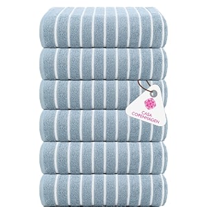 casa copenhagen - egyptian cotton ecstatic 6 pcs face towel 30 x 30 cm colour  dusty blue