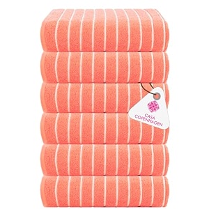 casa copenhagen - egyptian premium cotton ecstatic 6 pcs face towel 30 x 30 cm colour  malibu peach