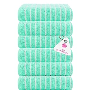 casa copenhagen - egyptian cotton ecstatic 6 pcs face towel 30 x 30 cm colour  aque blue