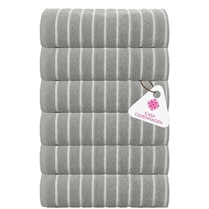 casa copenhagen - egyptian premium cotton ecstatic 6 pcs face towel 30 x 30 cm colour  pine grey